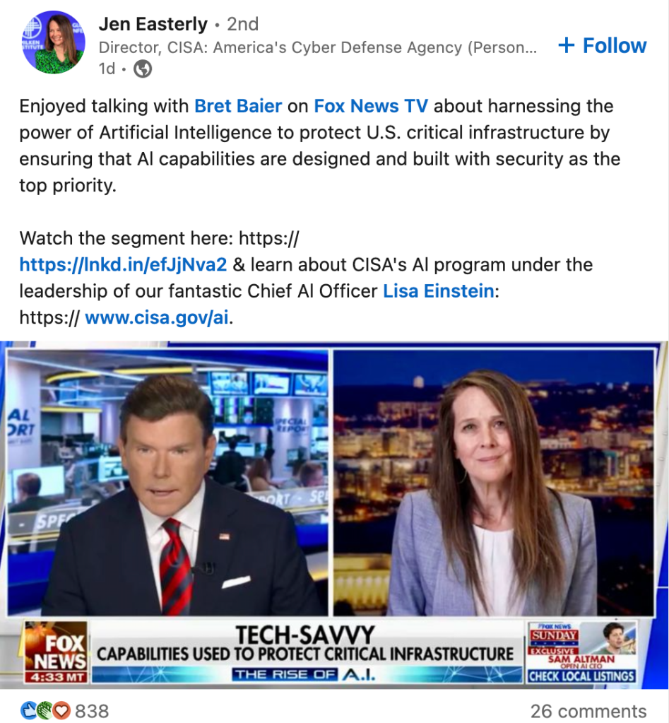 The classic facial structure and expression of the American liberal woman, brought to life by Jennifer Easterly of NSA and CISA and Deep State fame, as she launches her bid for post-CISA employment and big bucks on tame "conservative" outlet Faux News.